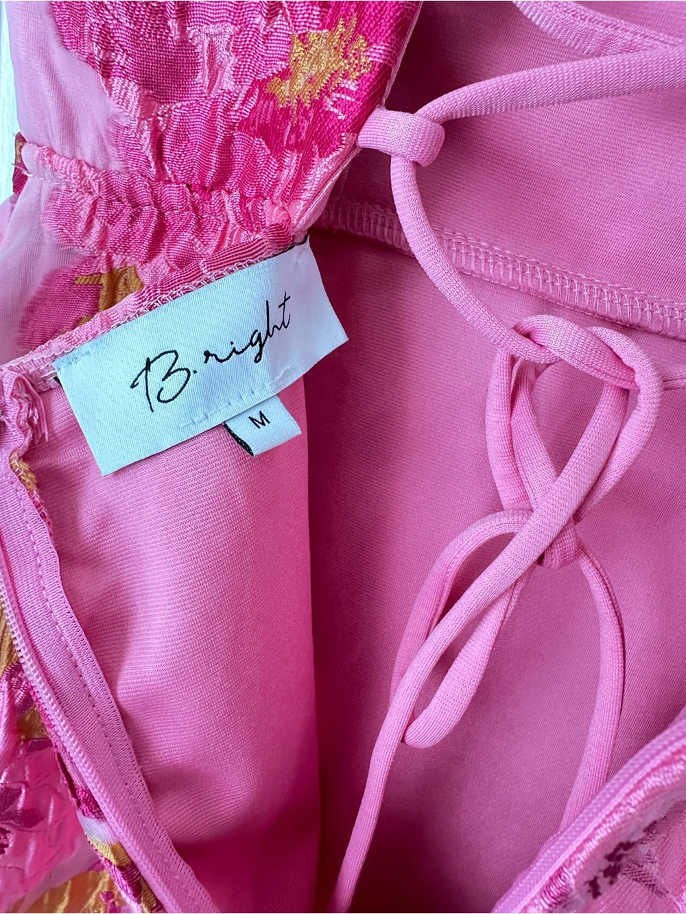 Lulus / B. Right Flirtatious Composure Pink Jacquard Lace-Up Bustier Mini Dress - Picture 7 of 13
